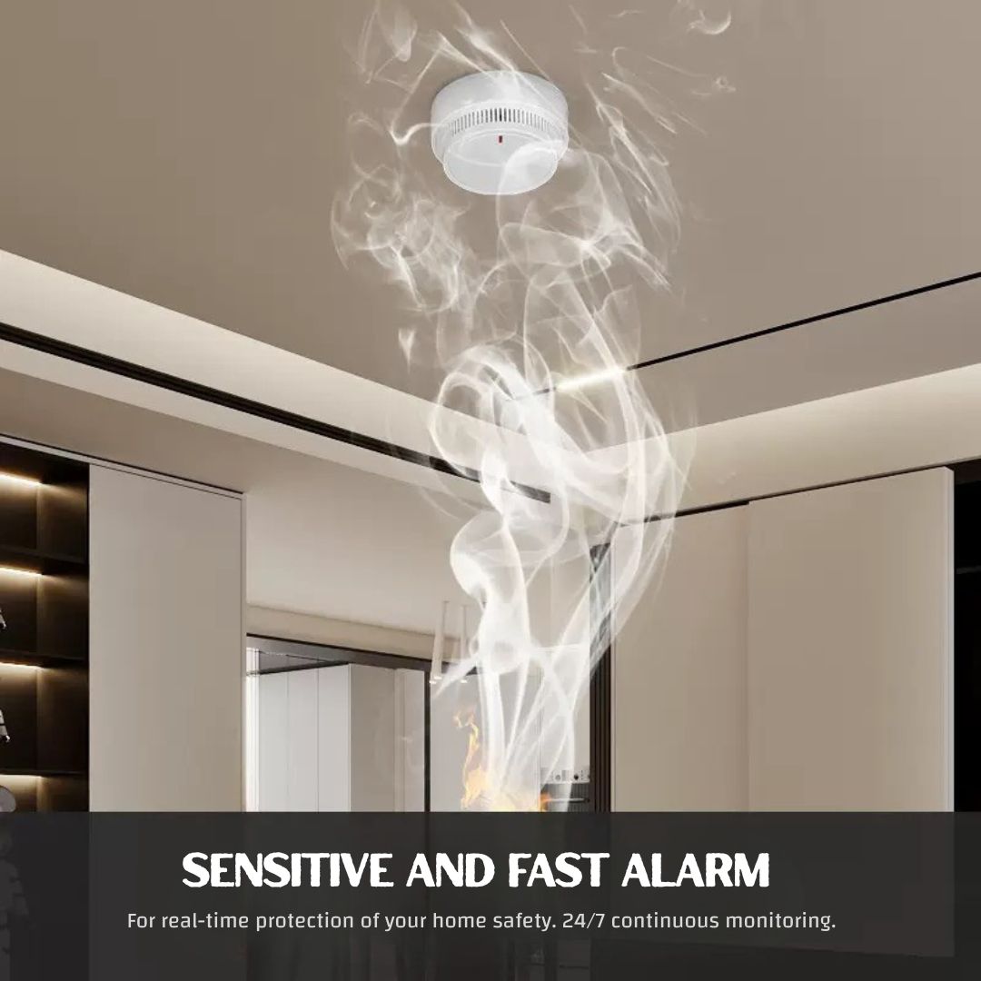 Home Standalone Photoelectric Smoke Detector - 360° Fire Safety Alarm with One-Button Test & Low Battery Alert