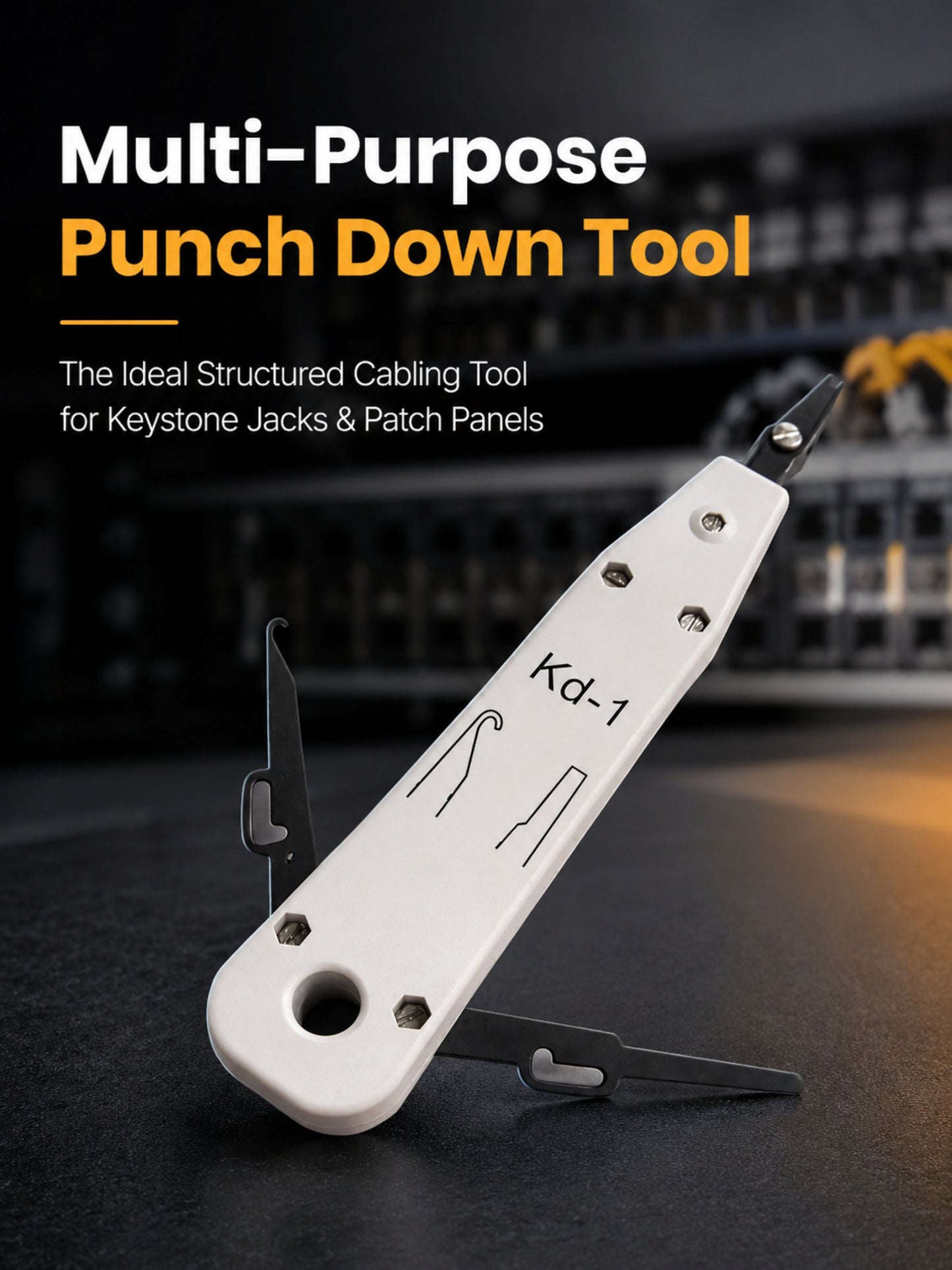 SR-PD12 Lightweight Multi-Function Punch Down Tool | Structured Cabling Tool for Keystone Jacks, Patch Panels & 110 IDC Termination