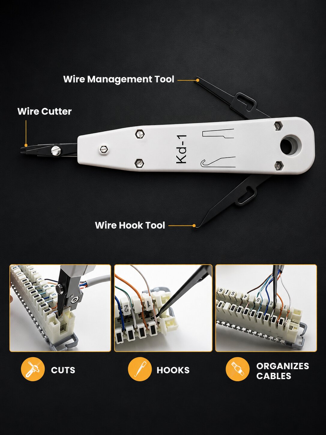 SR-PD12 Lightweight Multi-Function Punch Down Tool | Structured Cabling Tool for Keystone Jacks, Patch Panels & 110 IDC Termination