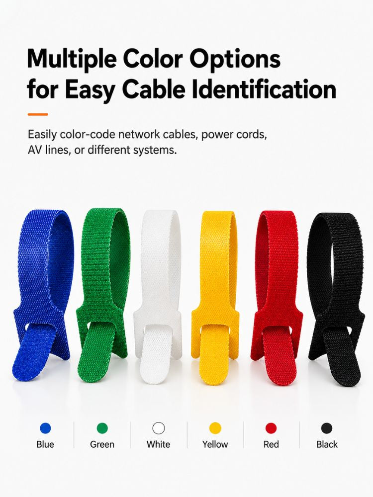 100pcs Reusable T-Head Hook & Loop Cable Ties - Back-to-Back Nylon Wire Management Straps for Server Racks, Network Cabinets, Data Centers & Home Office