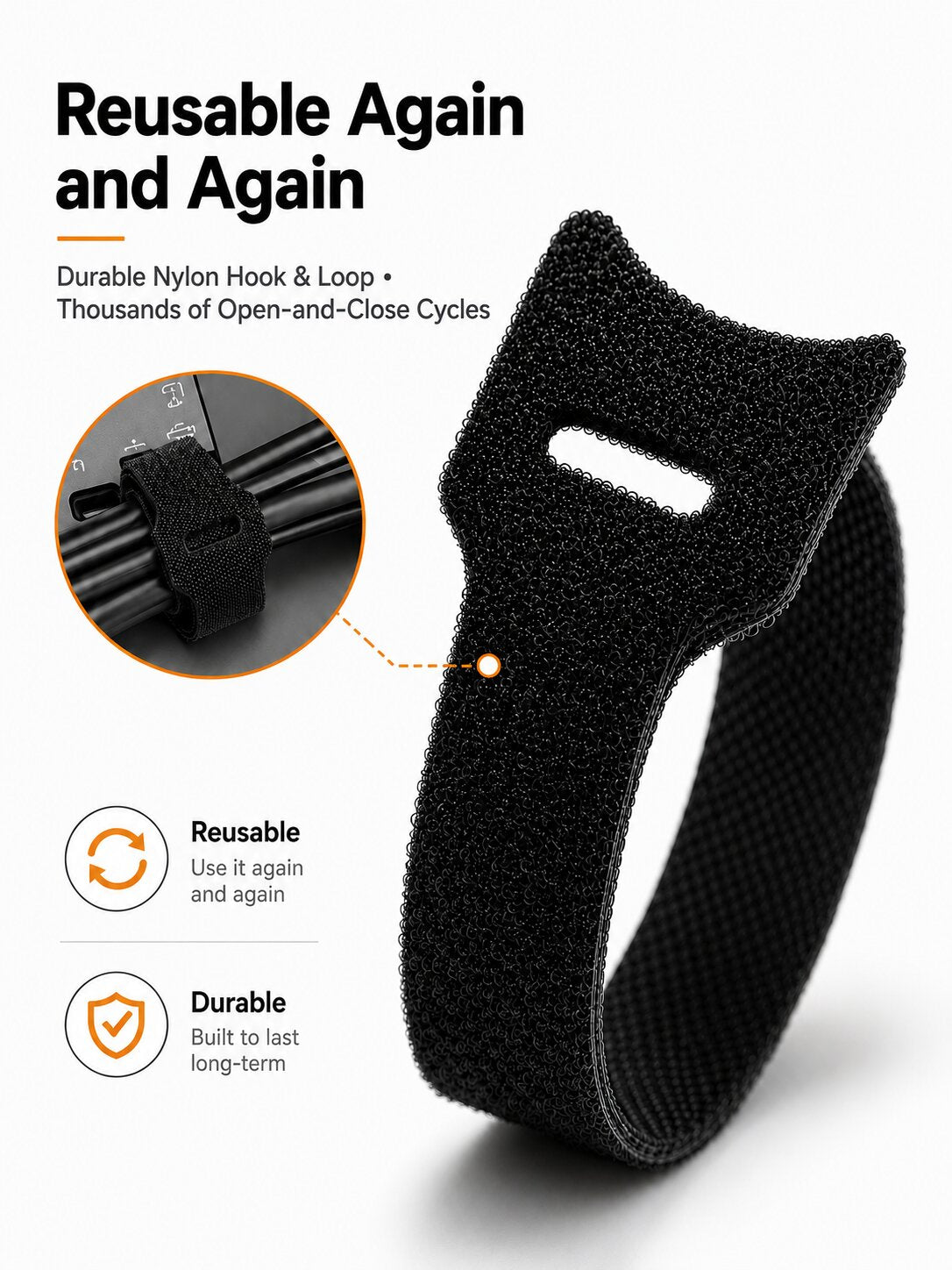 100pcs Reusable T-Head Hook & Loop Cable Ties - Back-to-Back Nylon Wire Management Straps for Server Racks, Network Cabinets, Data Centers & Home Office