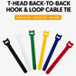 100pcs Reusable T-Head Hook & Loop Cable Ties - Back-to-Back Nylon Wire Management Straps for Server Racks, Network Cabinets, Data Centers & Home Office