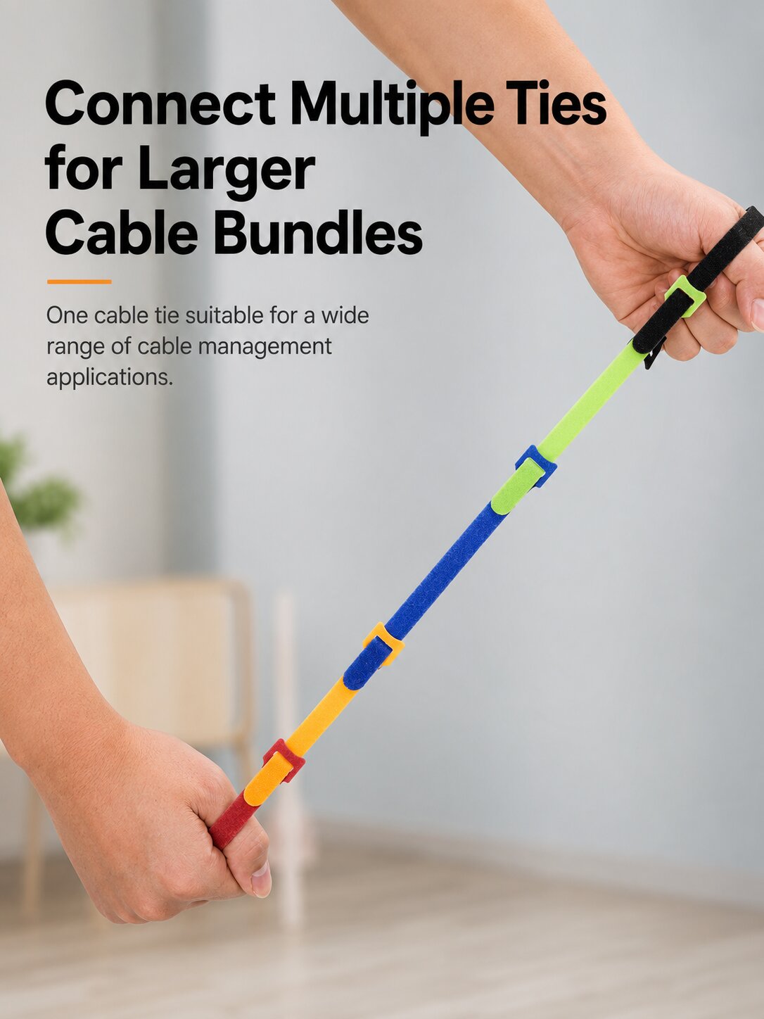 100pcs Reusable T-Head Hook & Loop Cable Ties - Back-to-Back Nylon Wire Management Straps for Server Racks, Network Cabinets, Data Centers & Home Office