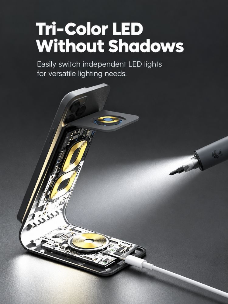 SR-SD18D Mini Electric Screwdriver Kit | 0.6N·m High-Torque 3-Setting Precision Screwdriver | 26 Bits, 3mm Universal Chuck for Drilling, 3 LED Lights for Computer, Phone, Electronics Repair