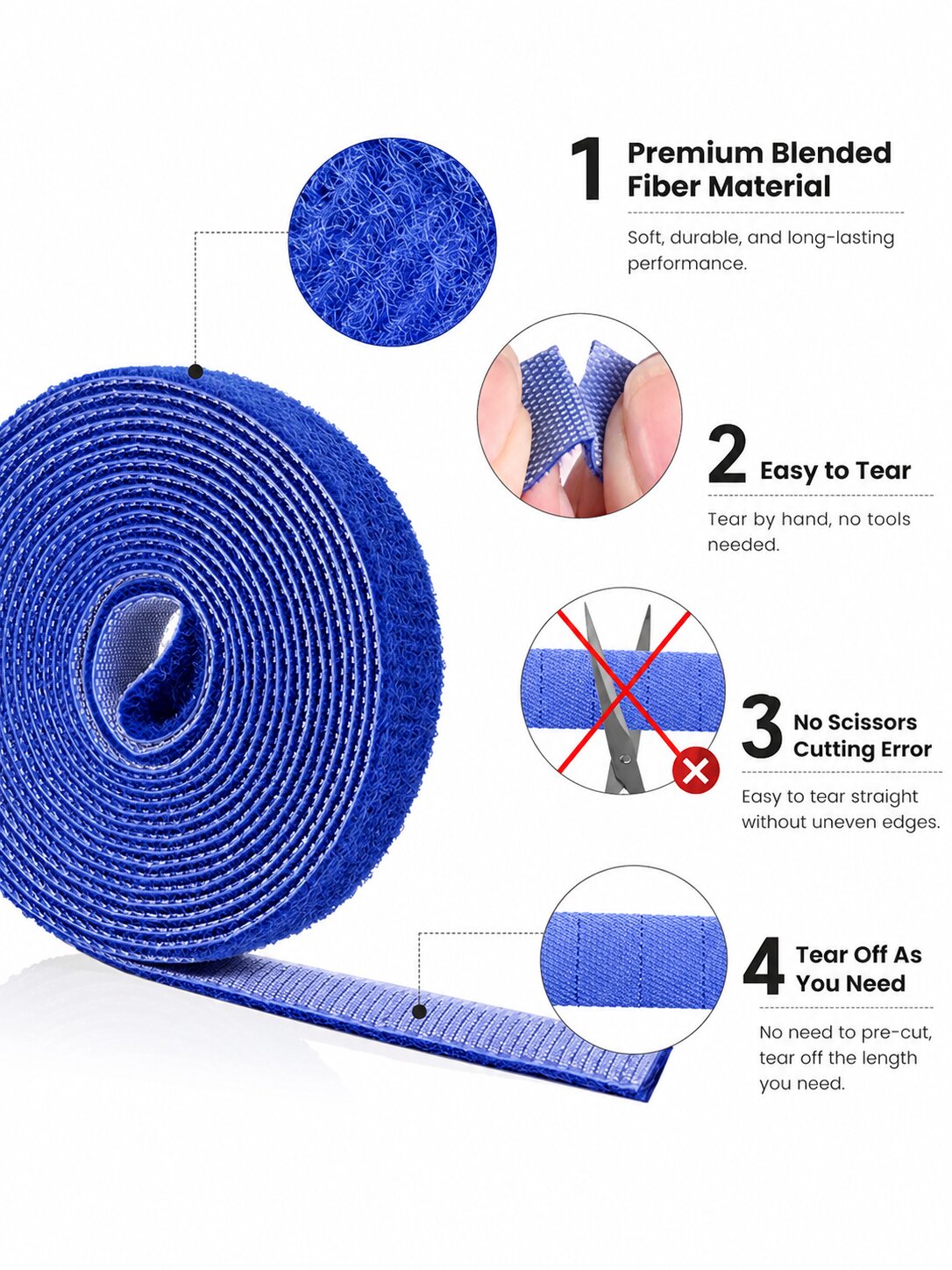 SR-CT811R Tear-Off Back-to-Back Hook & Loop Cable Tie Roll | Reusable Cable Wrap for Network Cabling, Server Rooms, Home & Office Cable Management. Ideal for Ethernet, Fiber, Power, HDMI, USB & more.