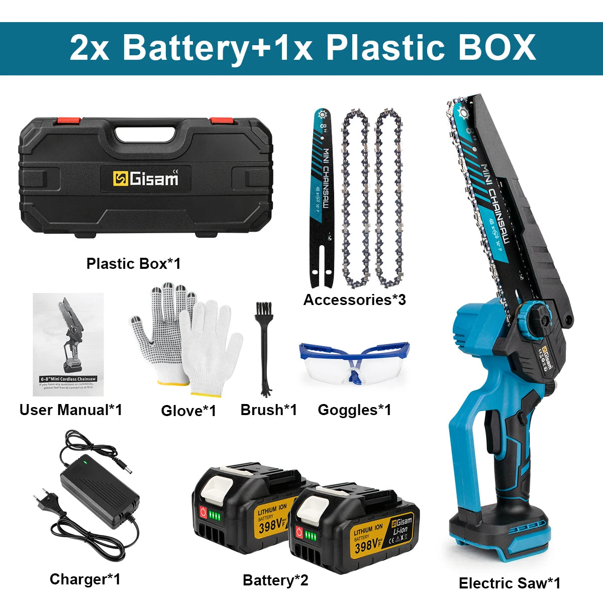 8” Cordless Brushless Chainsaw – Compact Power Cutter for Woodworking & Garden Use | Compatible with Makita 18V Batteries