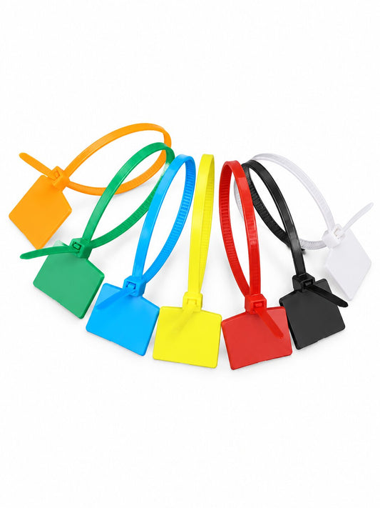 Writable Label Cable Ties | Color-Coded Nylon Cable Tags for Network, Server Room, Industrial, Electrical, Home & Office Cable Management | Self-Locking, Flame-Retardant, Premium Nylon 66