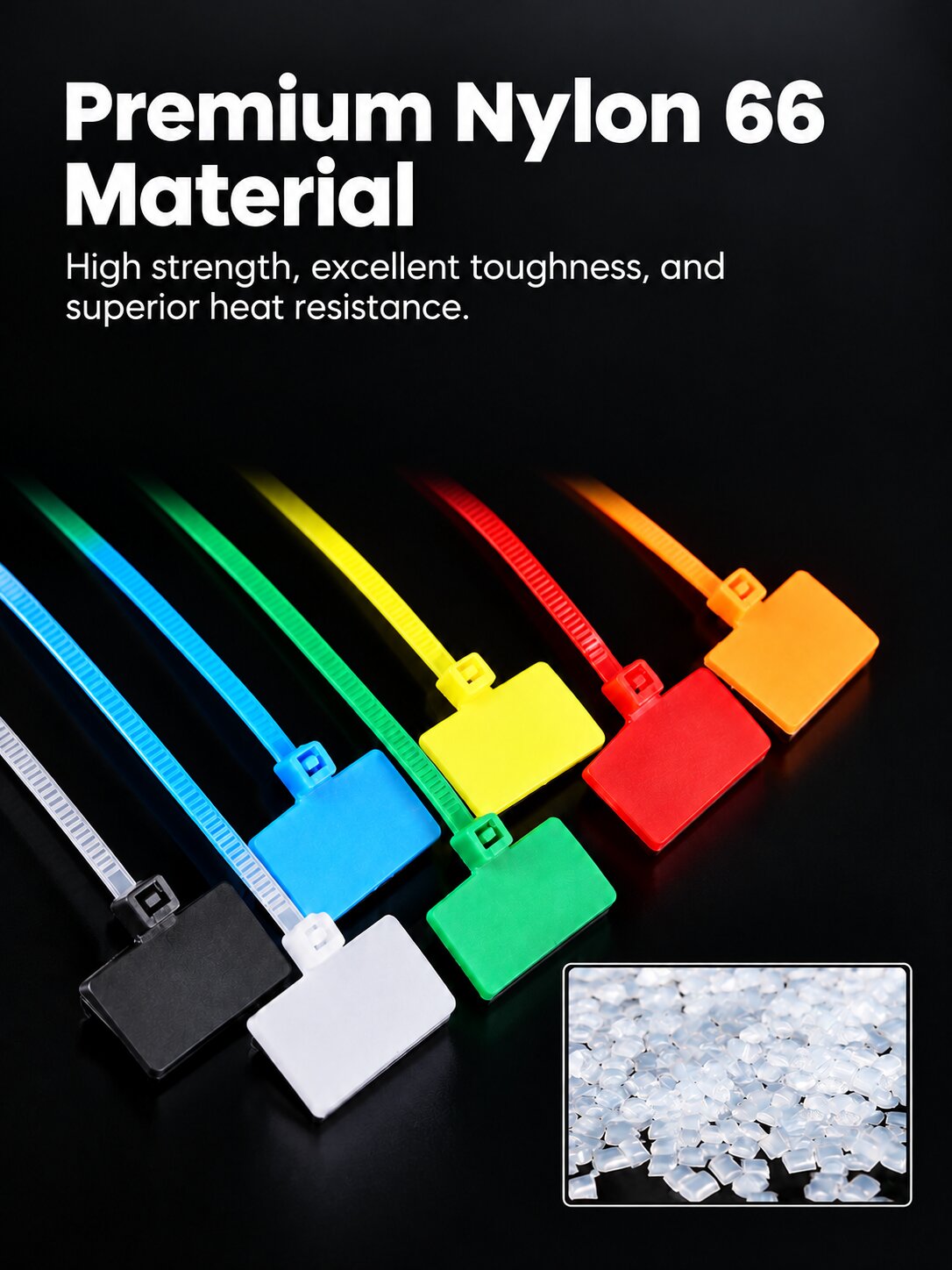 Writable Label Cable Ties | Color-Coded Nylon Cable Tags for Network, Server Room, Industrial, Electrical, Home & Office Cable Management | Self-Locking, Flame-Retardant, Premium Nylon 66